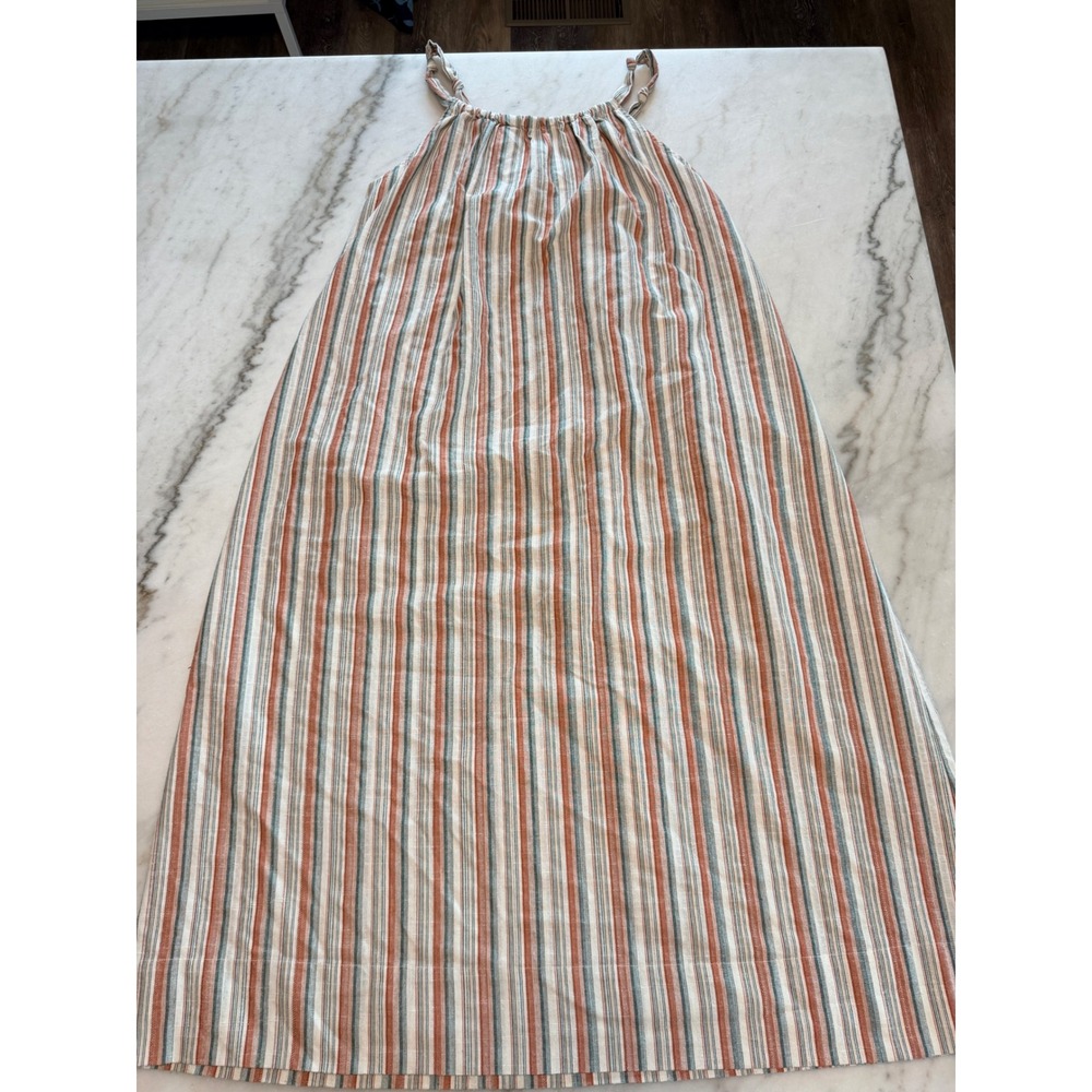 Emory Park Womens Striped Sleeveless Maxi Dress Rust Blue Cream Size M